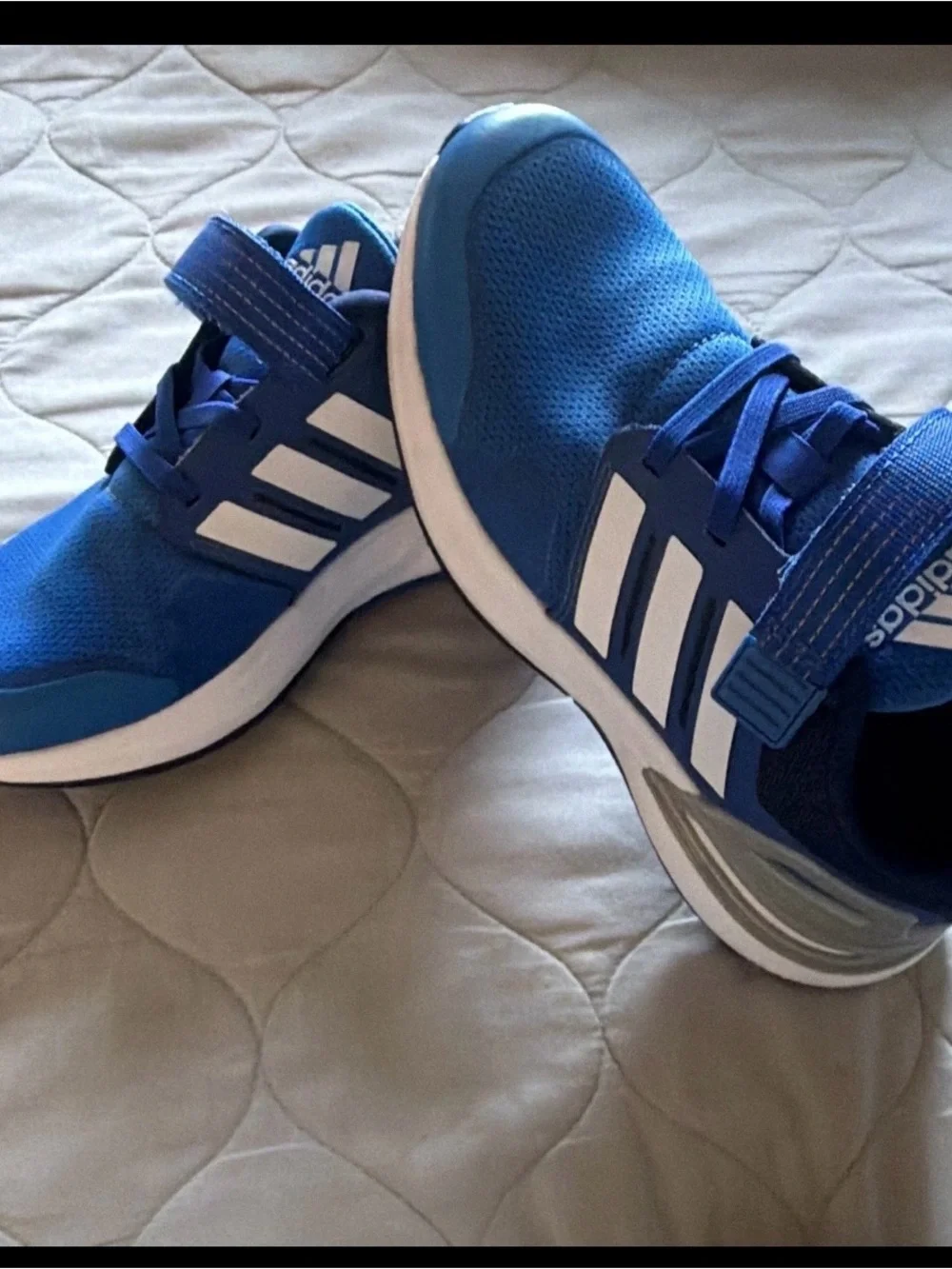 adidas Kids Blue and White Velcro Sneakers